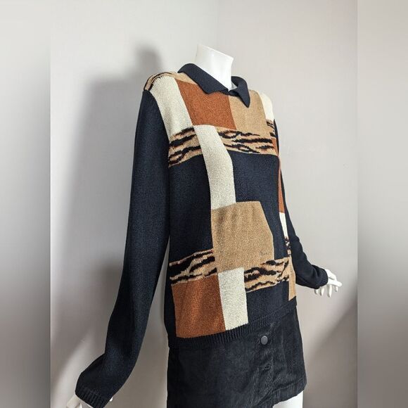 Vintage polo sweater with animal print. Alfred dinner sweater tiger print sz s - Picture 6 of 9
